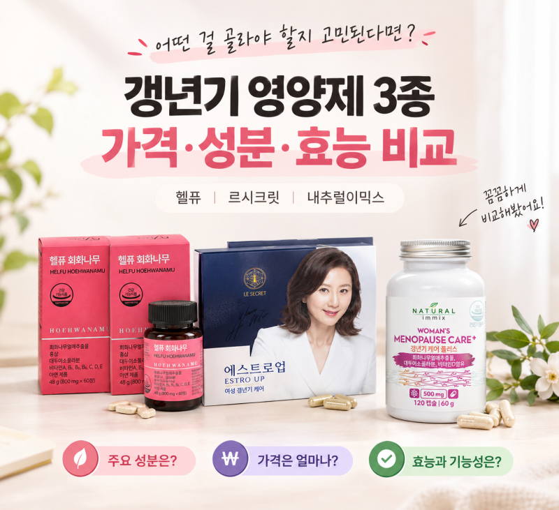 갱년기 영양제 3종 총 비교정리 및 추천 | 엄마에게 직접 사준 갱년기 영양제 추천, 회화나무 ....