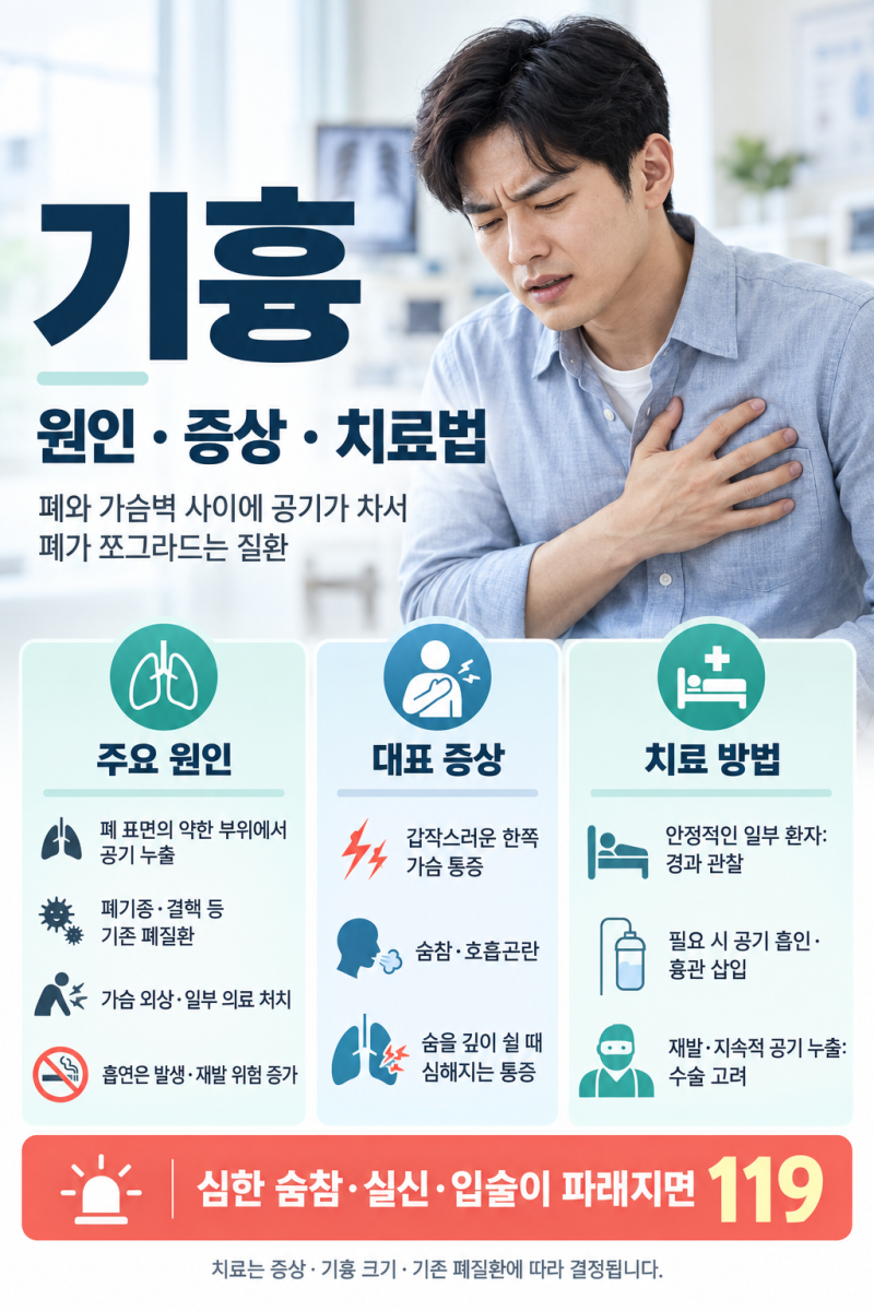 폐기흉 원인과 증상 그리고 치료법