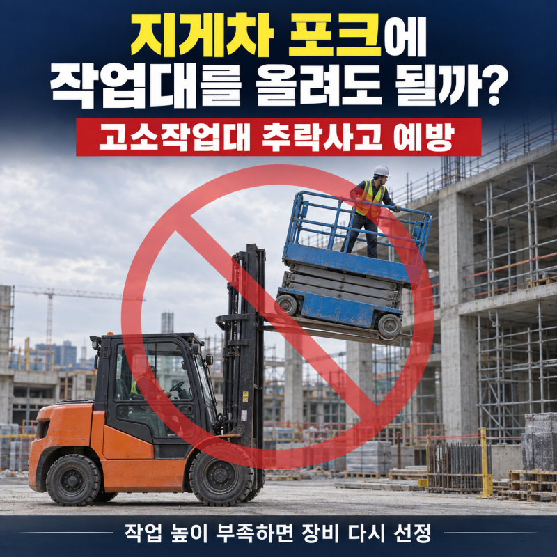 지게차 포크에 고소작업대 올려서 작업중 추락사고로 보는 안전수칙