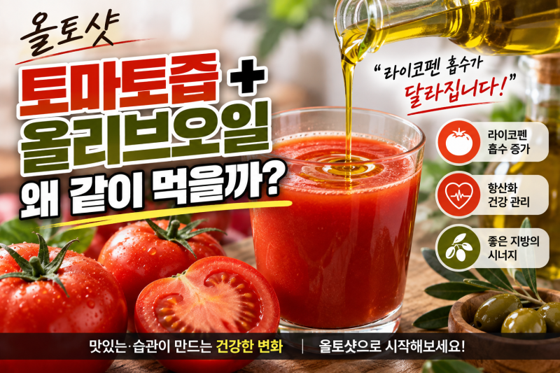 올토샷 토마토즙+올리브오일, 왜 같이 먹을까? 라이코펜 흡수부터 먹는 법·주의점까지