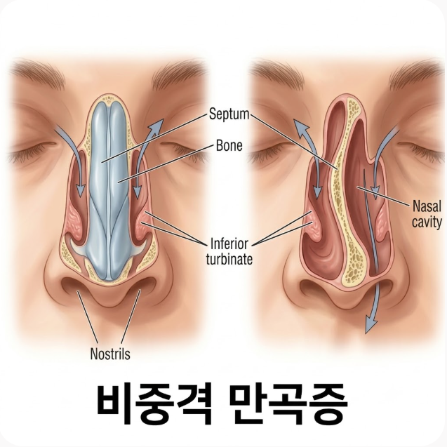 비중격 만곡증, 코막힘 원인, 증상 치료, 코 휘어짐 자가진단, 비중격 교정술