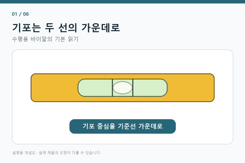 수평계 기포가 가운데인데도 틀릴까? 180도 확인법
