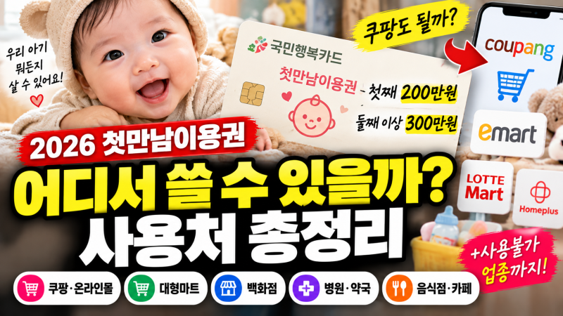 첫만남이용권 사용처 총정리｜쿠팡·온라인몰·대형마트·국민행복카드 어디서 쓸까