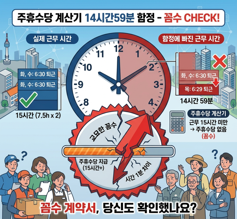 주휴수당 계산기 14시간 59분 함정