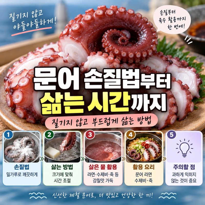 제철 문어 손질부터 질기지 않게 삶는 시간, 영양 가득한 물 활용법 총정리