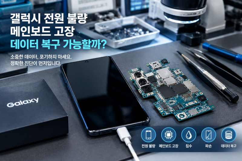 갤럭시 전원 안 켜짐 메인보드 고장 데이터 복구합니다.
