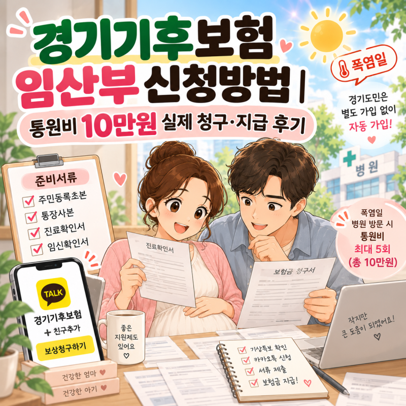 경기기후보험 임산부 신청방법｜통원비 10만원 실제 청구·지급 후기