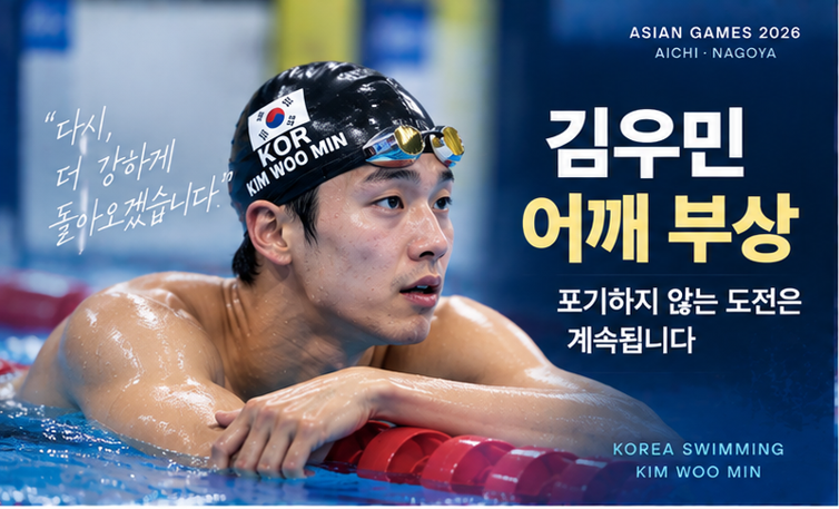 김우민 어깨 부상, 회전근개·관절와순 부분 파열…자유형 200m 불참