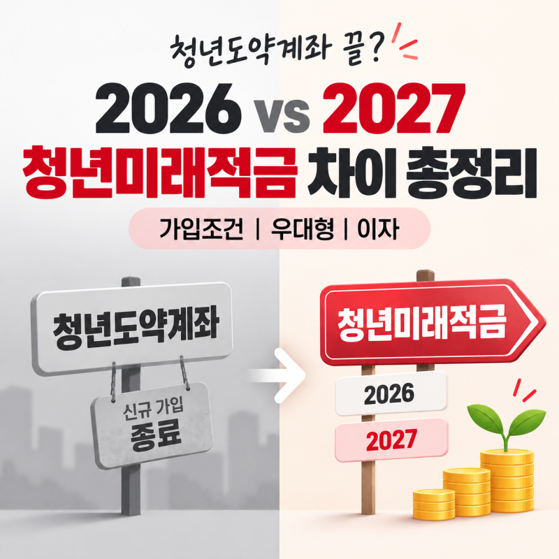 정부기여금 최대 25%? 2026 vs 2027 청년미래적금 차이 총정리 (가입조건, 우대형, 청년도약계좌)