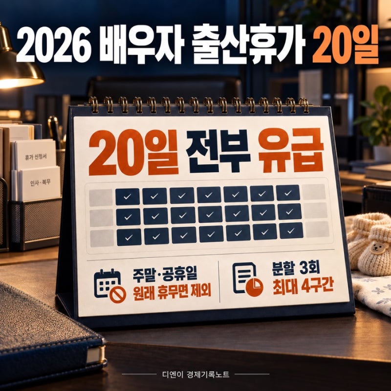 2026 배우자 출산휴가 20일, 급여·주말·분할 사용방법 정리