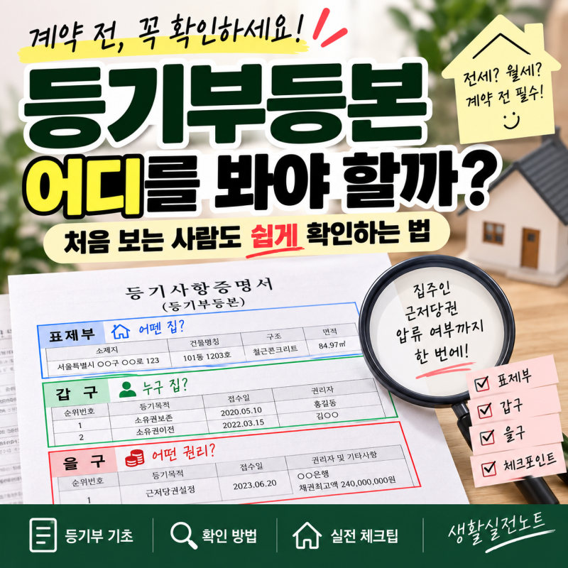 등기부등본 어디를 봐야 할까? 처음 보는 사람도 쉽게 확인하는 법