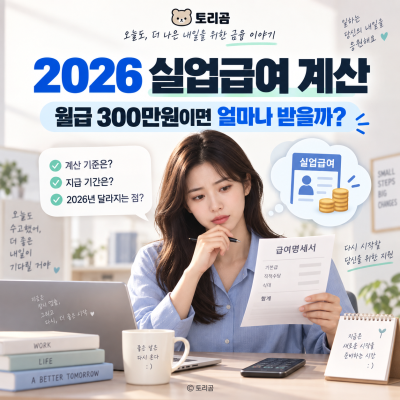 2026 실업급여 계산법, 월급 300만원이면 한 달에 얼마 받을까?