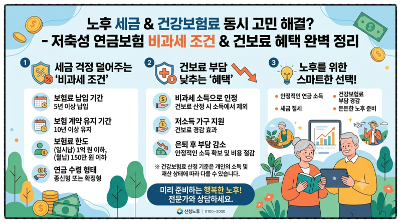노후에 세금과 건강보험료를 동시에 생각한다면? 저축성 연금보험의 비과세 조건과 건보료 ....