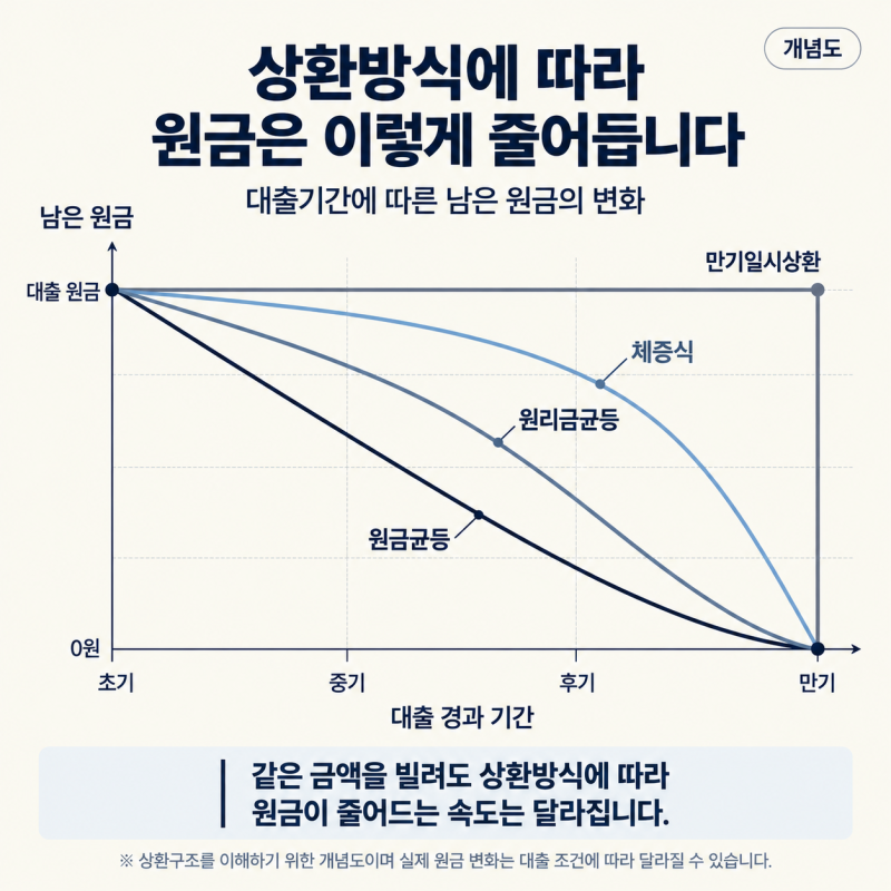 원리금균등 vs 원금균등 차이｜3억 대출 이자·월 상환액 비교