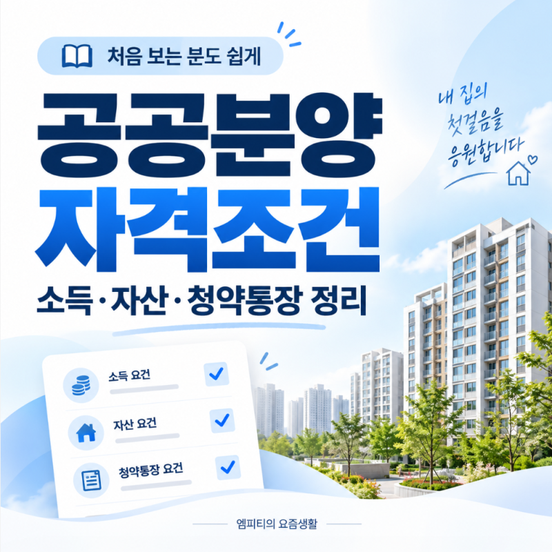 공공분양 자격조건 총정리, 소득·자산·청약통장 기준은?