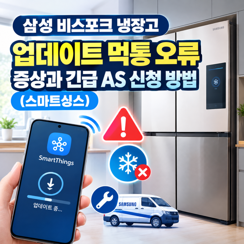 삼성 비스포크 냉장고 업데이트 먹통 오류 증상과 긴급 AS 신청 방법 (스마트싱스)