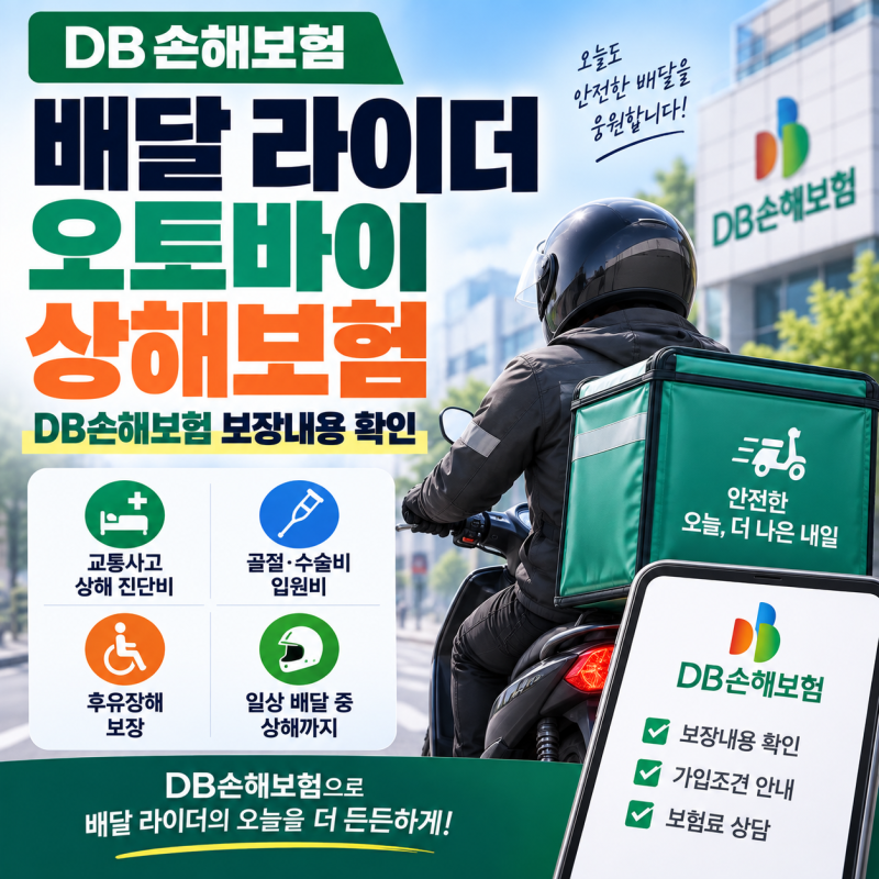 배달 라이더 오토바이 상해보험, DB손해보험 보장내용 확인