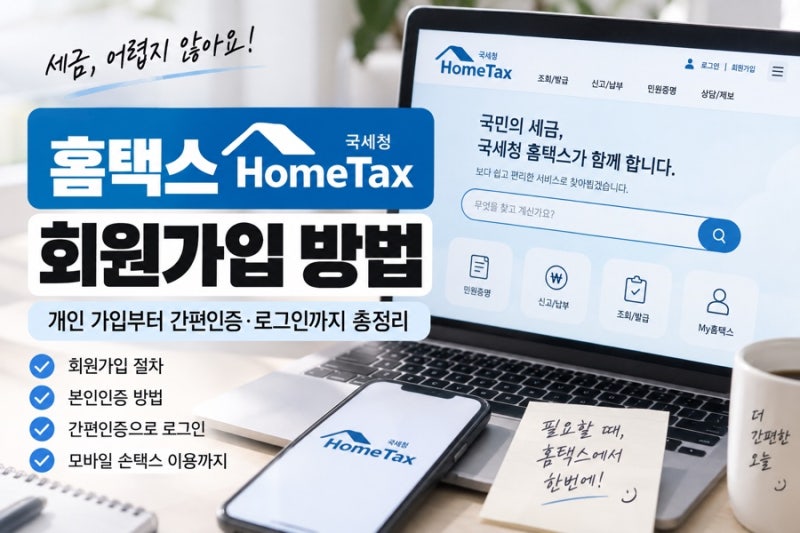 홈택스 회원가입 방법｜개인 가입부터 간편인증·로그인까지 총정리