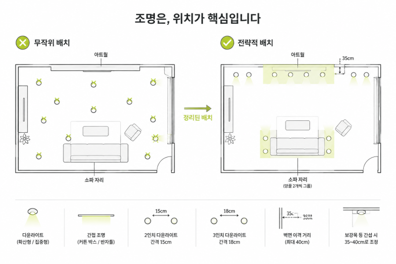 동작구 인테리어 | 후회 없는 아파트 조명 시공, 공간별 배치 정리