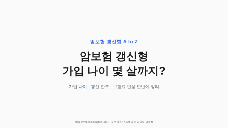 암보험 갱신형 가입나이, 몇 살까지