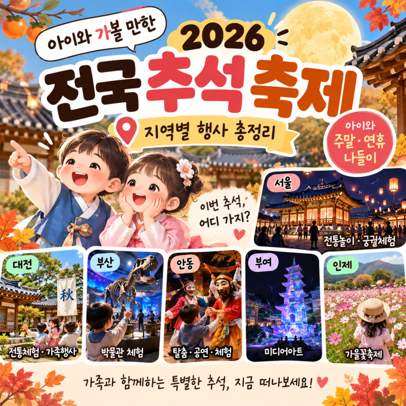 전국 추석 축제 및 행사｜2026 아이와 가볼 만한 곳 총정리