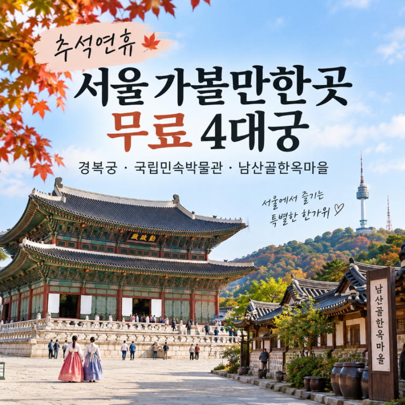 2026 추석 연휴 서울 가볼만한곳 무료 4대궁 경복궁 국립민속박물관 남산골 한옥마을