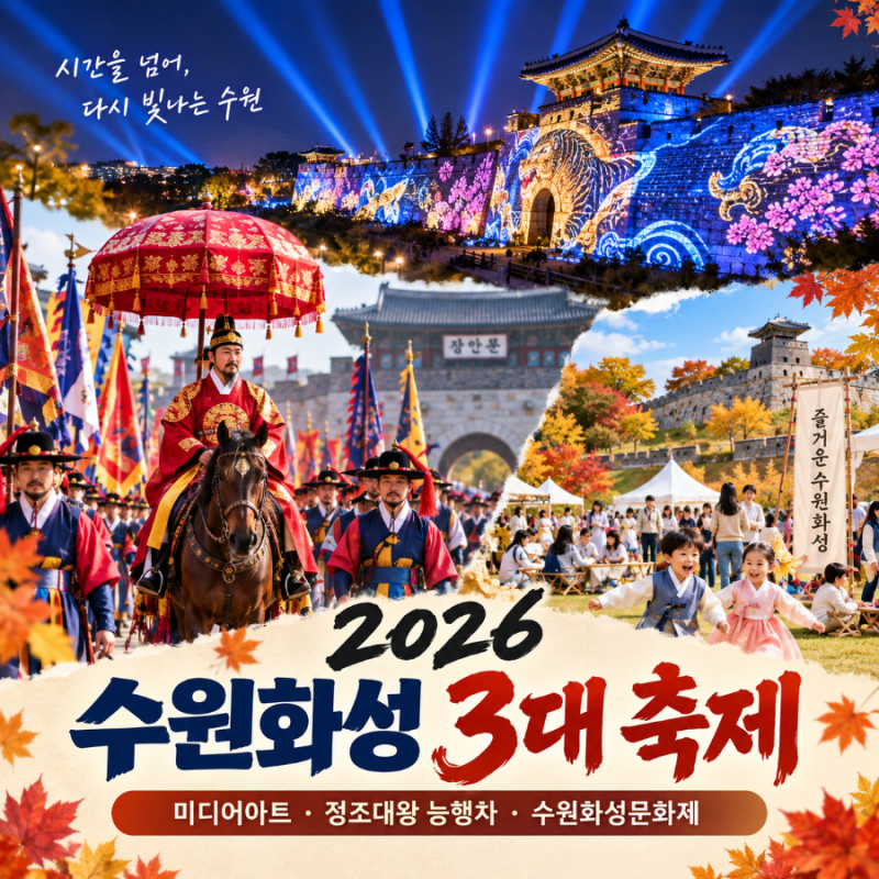 2026 수원화성 축제 일정 | 3대 축제 미디어아트·정조대왕 능행차·수원화성문화제