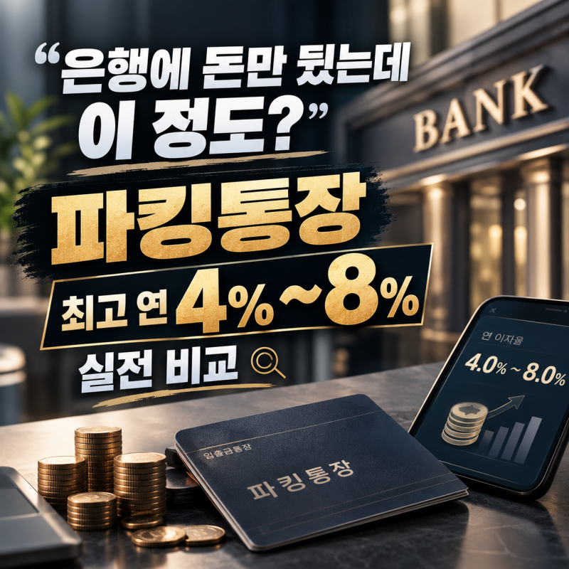 [실전재테크] 파킹통장 최고 연 4%~8% 금리비교! 목돈 예치·투자 대기자금 똑똑한 활용법