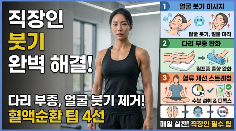 직장인 붓기 빼는 법! 다리 부종과 얼굴 붓기 제거하는 혈액순환 팁 4선
