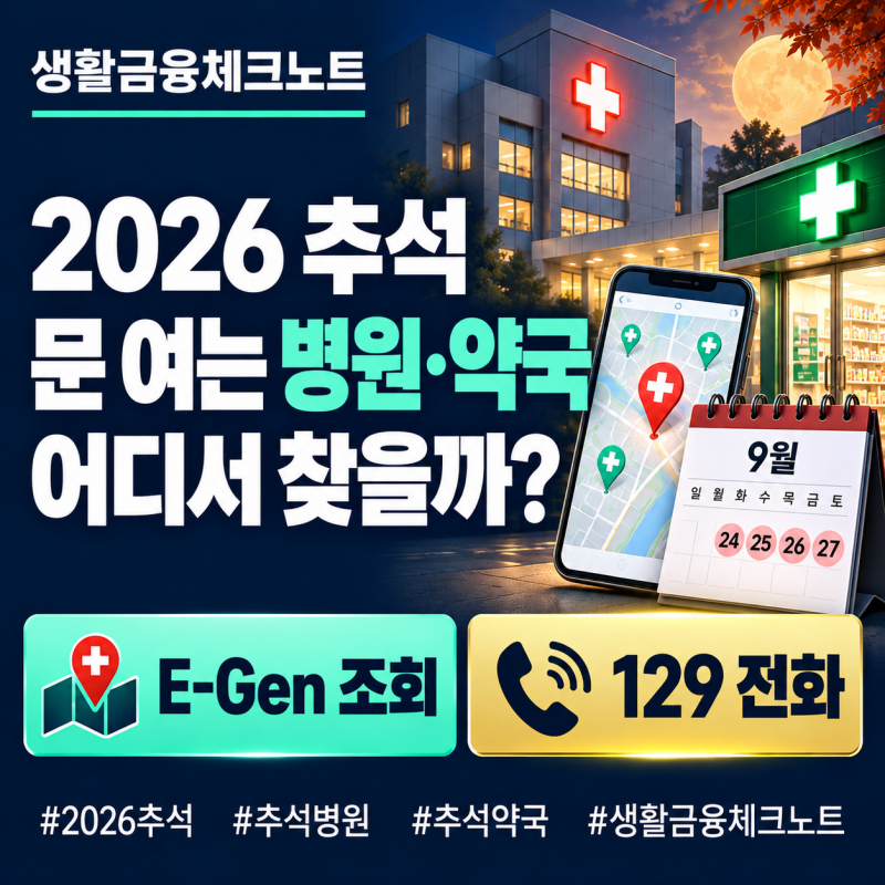 2026 추석 문 여는 병원·약국 어디? 9월24~27일 E-Gen 조회·응급실 찾는 방법