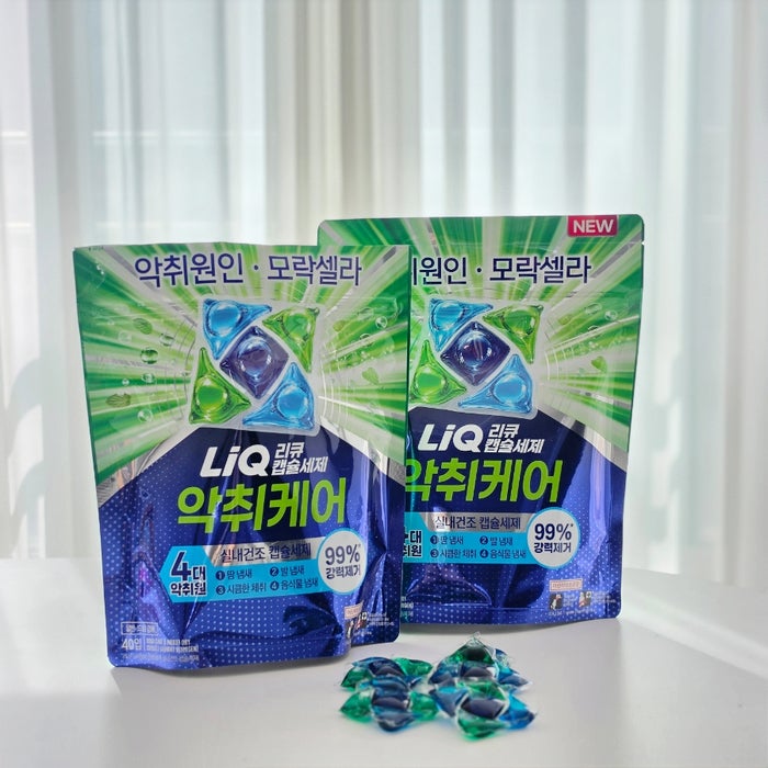 세탁세제추천 LiQ 리큐 모락셀라 악취케어 캡슐세제 빨래쉰내제거 고민 딱!