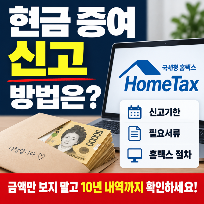현금 증여 신고 방법은? 홈택스 신고기한·필요서류 알아보기
