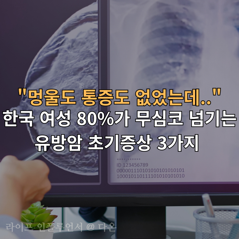 "멍울도 통증도 없었는데.." 한국 여성 80%가 무심코 넘기는 유방암 초기증상 3가지