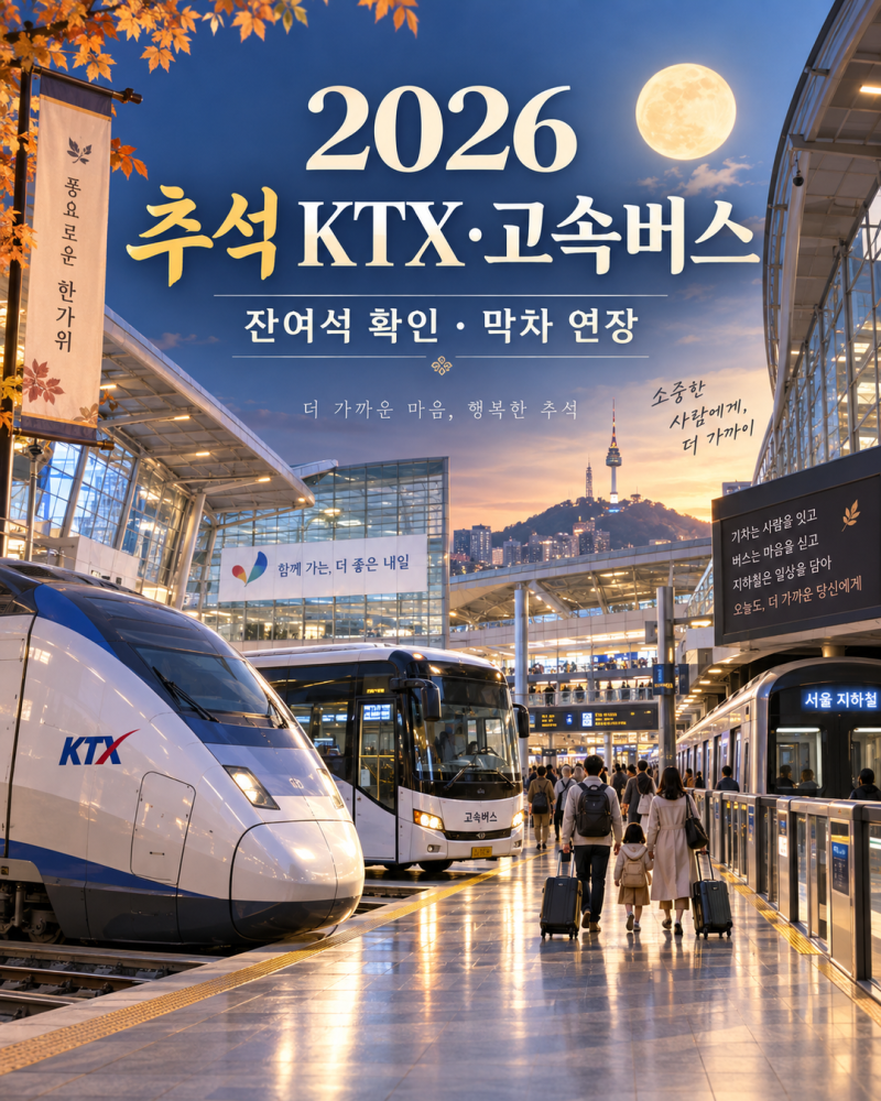 2026 추석 KTX·고속버스 총정리｜잔여석·증편·서울 지하철 막차 연장