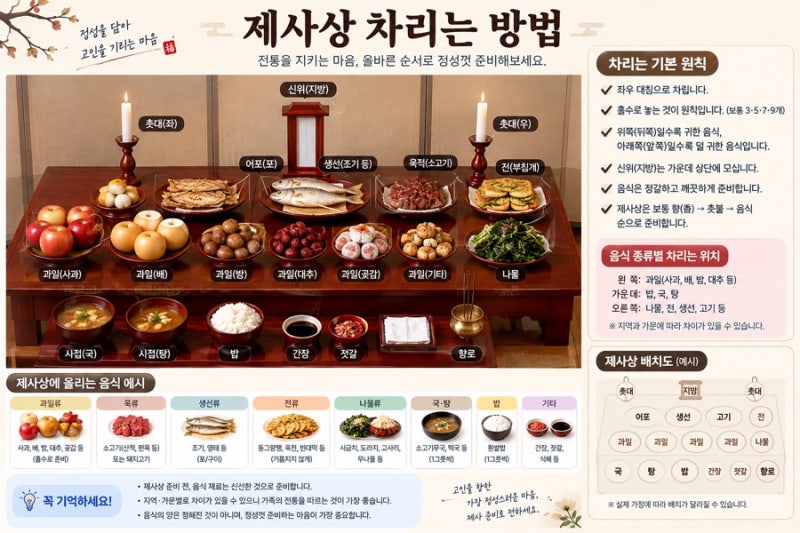 2026 추석 차례상 차리는 방법｜음식 순서와 간소한 상차림 정리