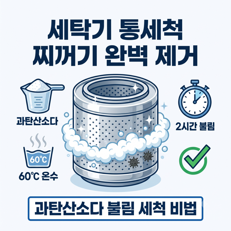 세탁기 통세척 과탄산소다 찌꺼기 완벽 제거법
