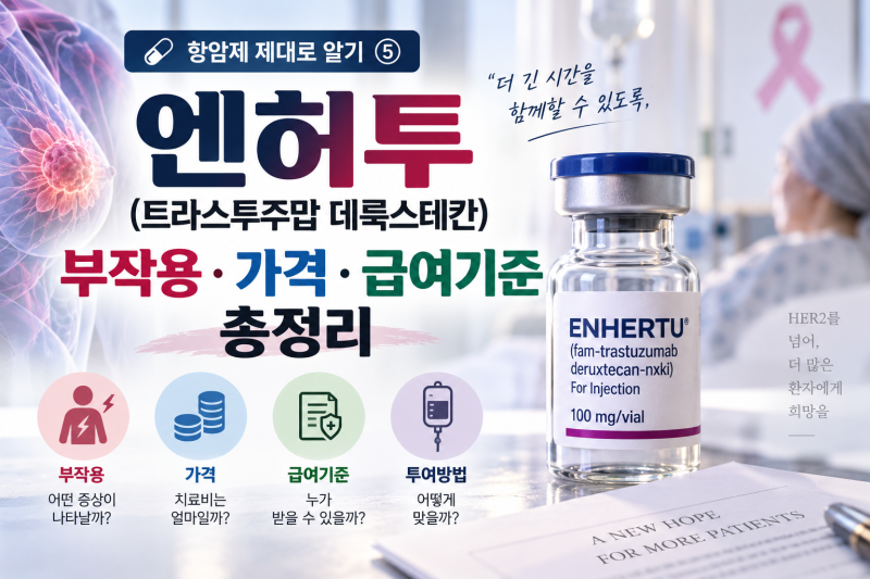 엔허투 부작용·가격·급여기준 총정리 (트라스투주맙 데룩스테칸) | 항암제 제대로 알기 ⑤