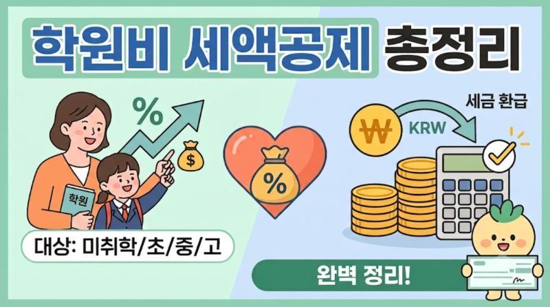 학원비 세액공제 총정리: 미취학 자녀부터 초등학생 교육비 공제 대상과 한도
