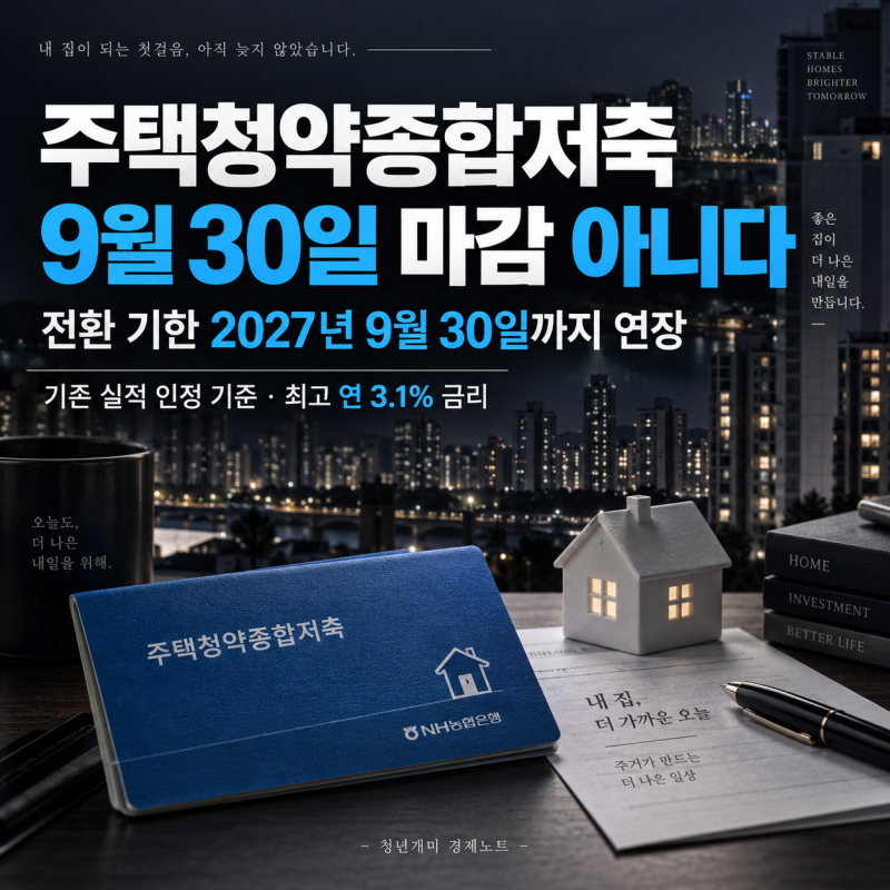 주택청약종합저축 전환 9월 30일 마감 아니다, 2027년까지 연장된 청약통장 기준