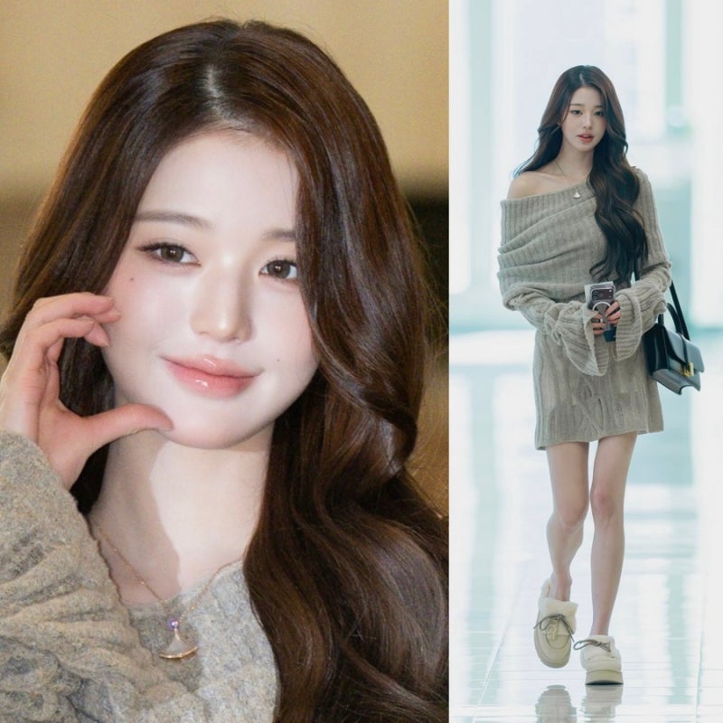 장원영이 입은 그레이 니트 원피스 어디꺼? 공항패션 브랜드 총정리