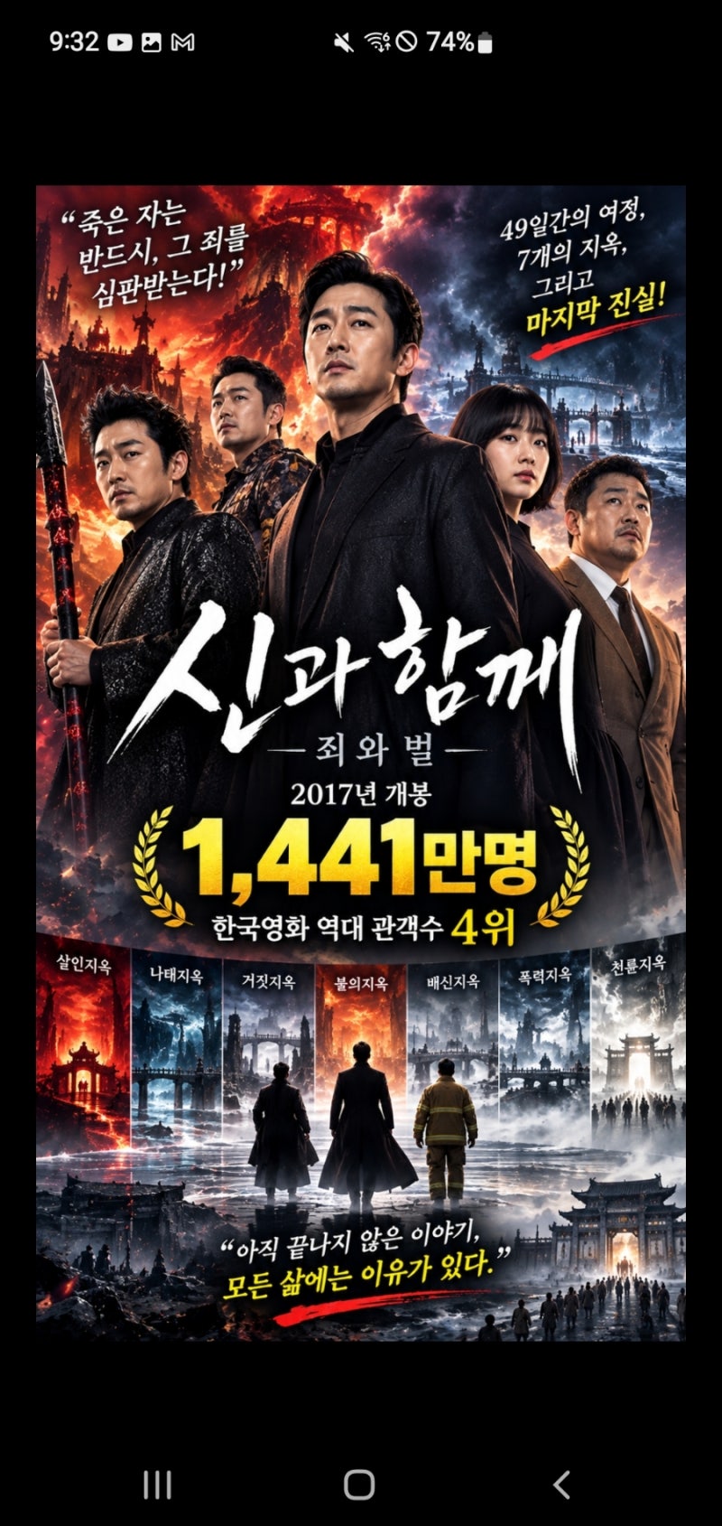 한국영화 역대흥행순위 4위 영화 #신과함께 #죄와벌 영화 《신과함께: 죄와 벌》은 주호민 ....