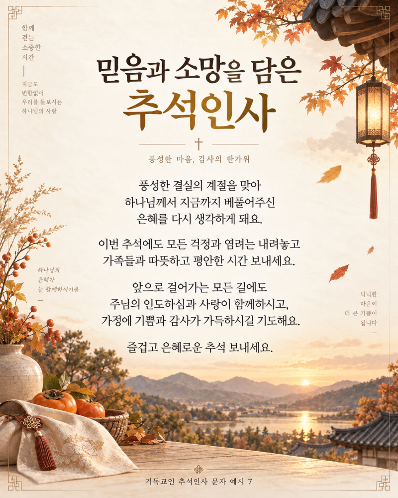 기독교인 추석인사 문자 예시 7가지