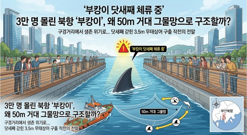 부산 북항에 갇힌 상어 '부캉이', 왜 폭 50m 거대 그물망까지 동원해 구조하려는 걸까?