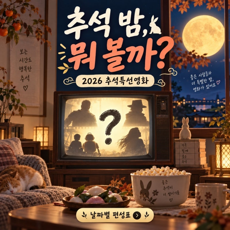 2026 추석특선영화 편성표 라인업 왕사남 등 날짜별 채널 방송시간표