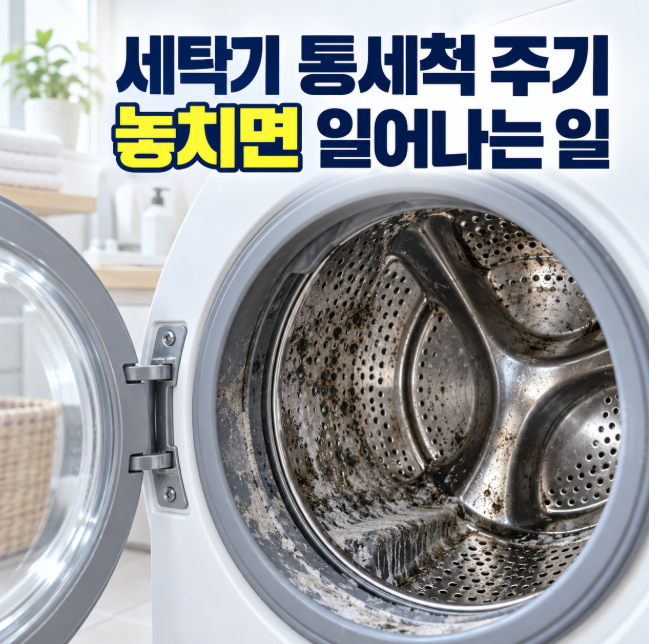 세탁기 통세척 주기 놓치면 일어나는 일 (드럼·통돌이 청소법 총정리)