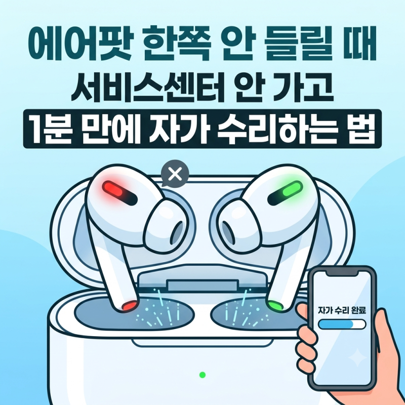 에어팟 한쪽 안 들릴 때 서비스센터 안 가고 1분 만에 자가 수리하는 법