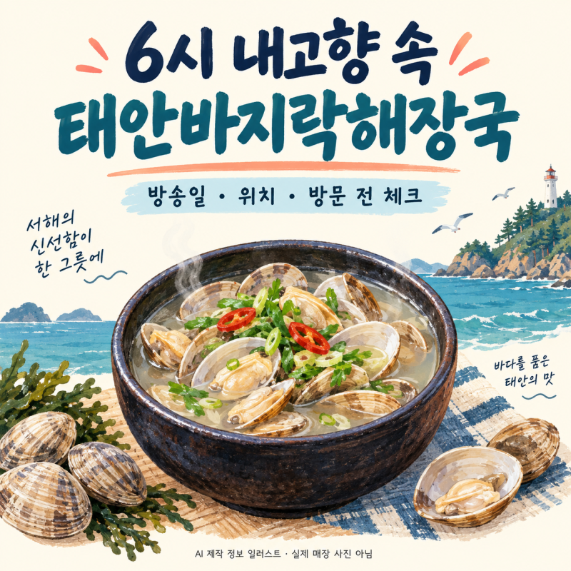 6시 내고향 태안 바지락해장국 어디? 방송일·위치·방문 전 체크