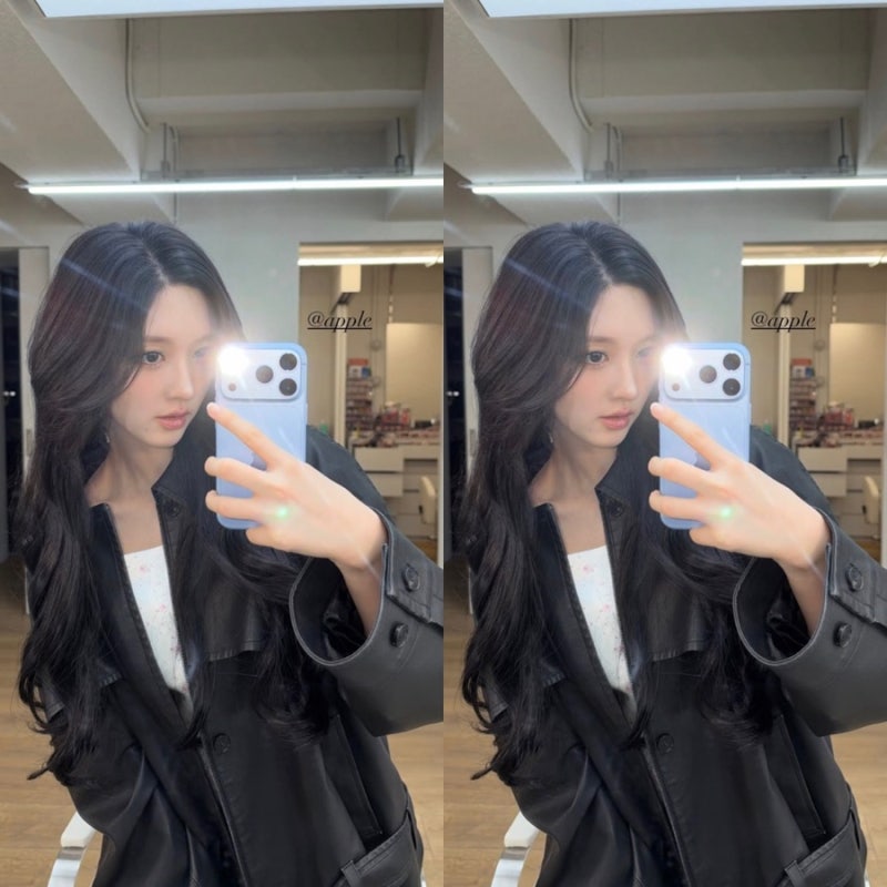 Exuding Innocent Charm Even in a Leather Jacket: IVE Gaeul's Leather Jacket, Lace Dress, Boots, and Bag Look
