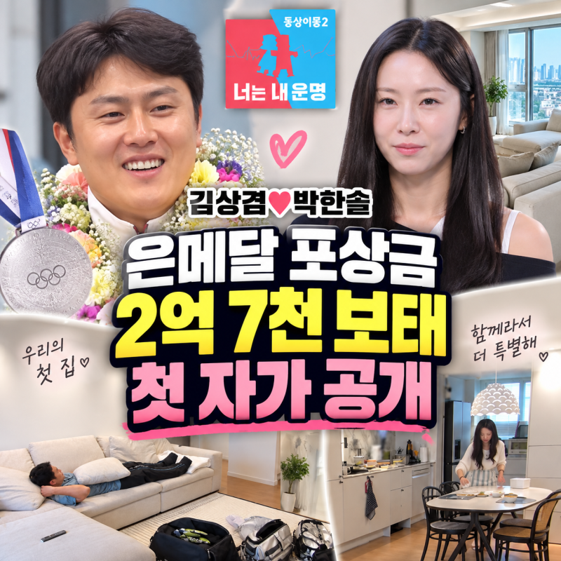《동상이몽2》 김상겸♥박한솔 첫 공개｜은메달 포상금 2억 7천 보태 마련한 첫 자가 공개