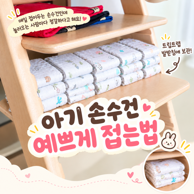 아기 손수건 예쁘게 접는법 (보관은 트립트랩 발받침에 보관)